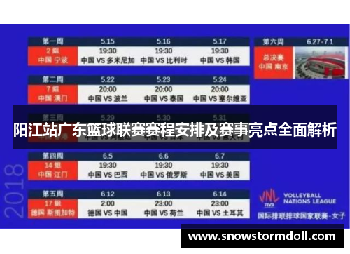阳江站广东篮球联赛赛程安排及赛事亮点全面解析